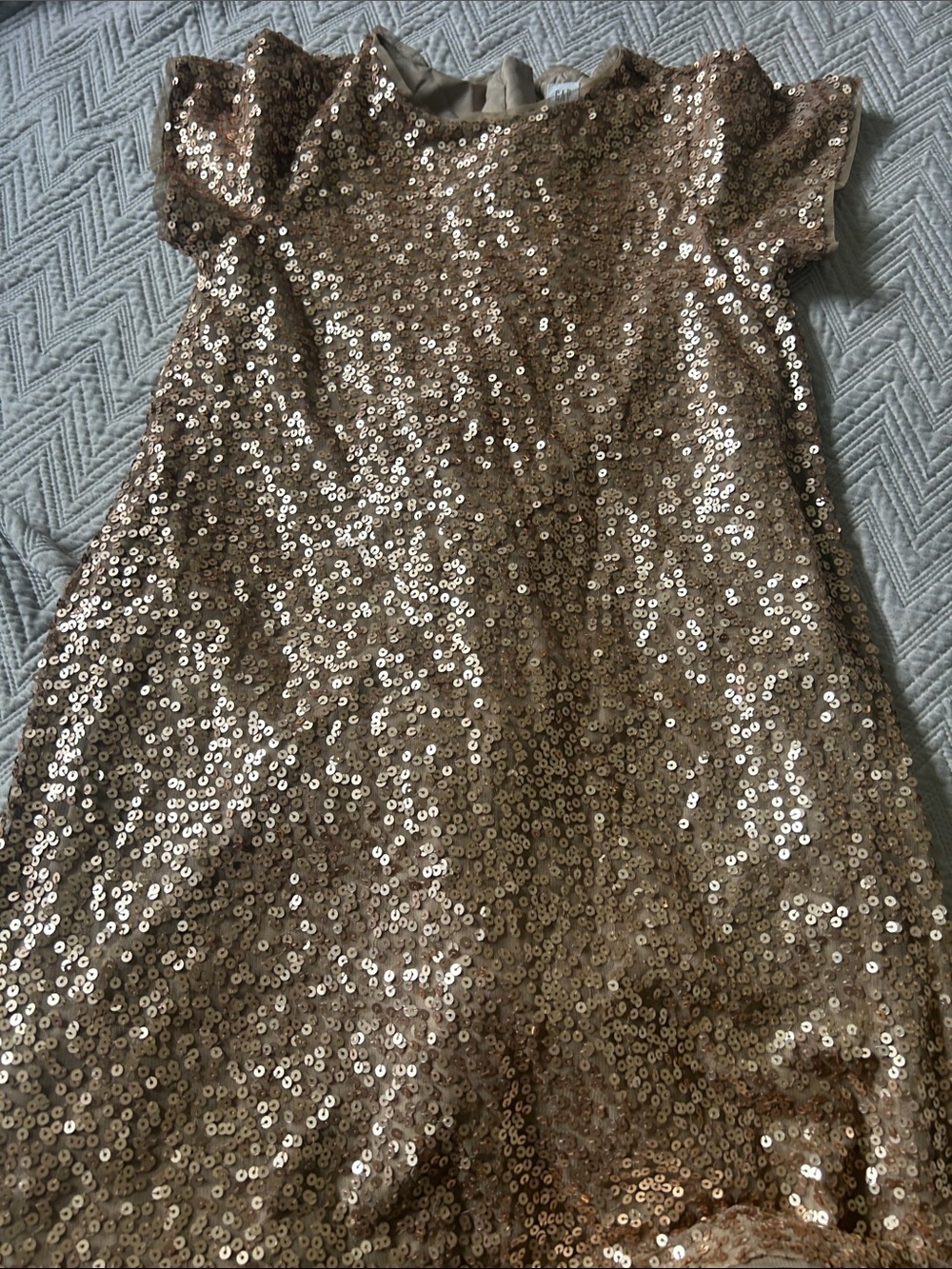 GAP Girls Metallic Sequin Dress in Gold